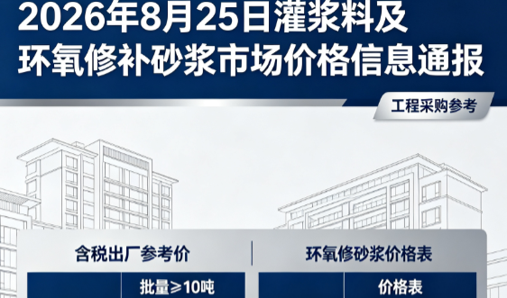 南城2026年8月25日灌浆料及环氧修补砂浆市场价格信息通报
